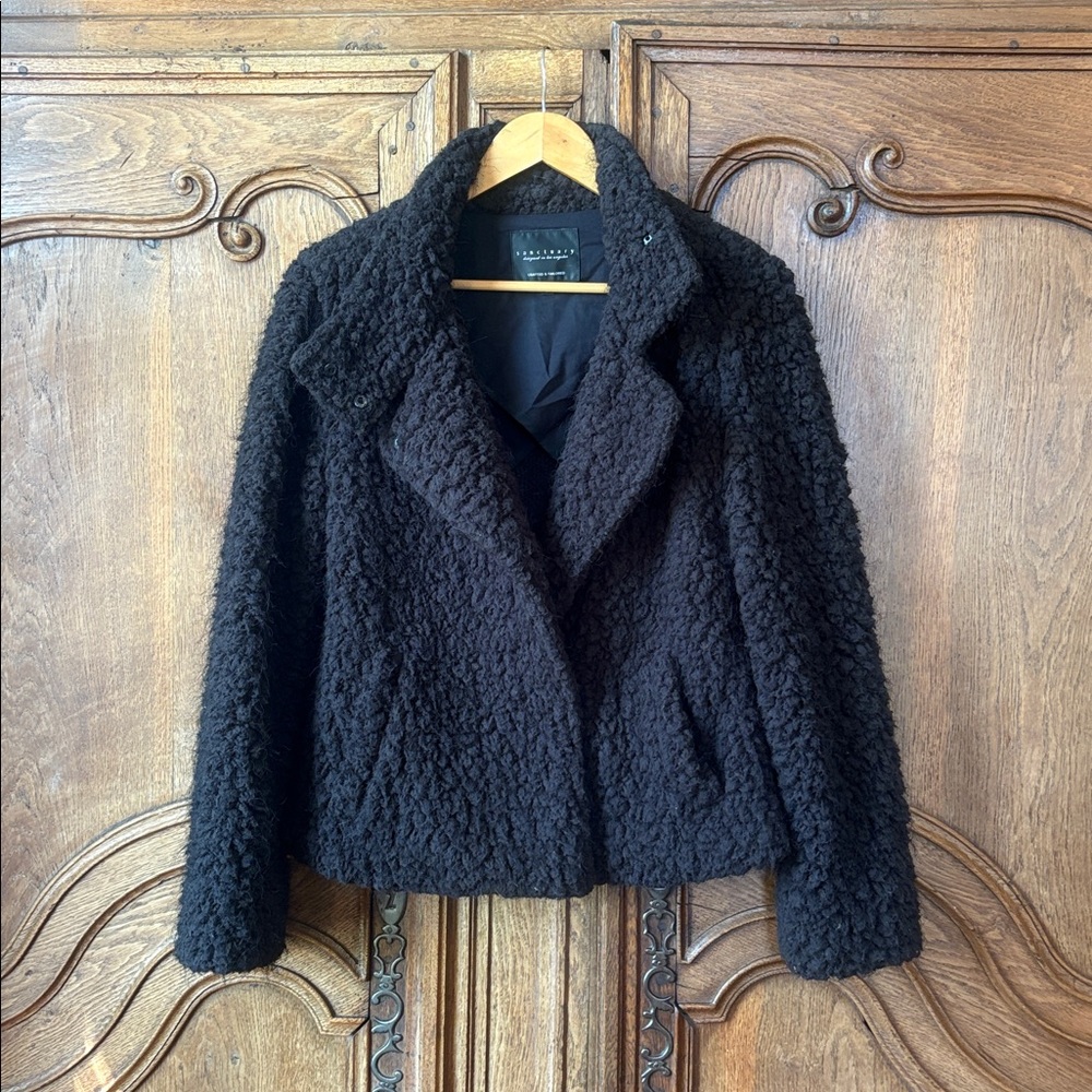 SANCTUARY Teddy Bear Shearling Moto Jacket – Black – Size Small - Picture 2 of 13